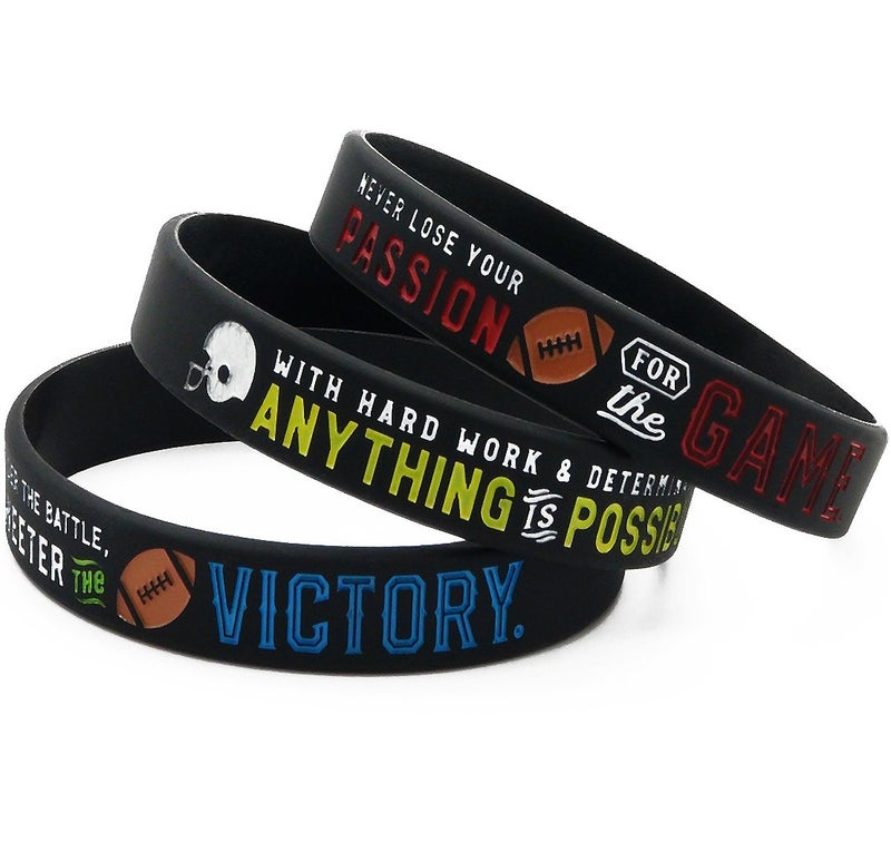 Inkstone 12 pcs Football Motivational Silicone Bracelets â€“ Sports Wristbands with Inspiring Quotes, Team Spirit Gifts & Football Party Favors - Image 2
